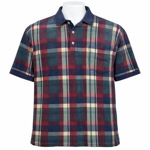 VTG Plaid Rugby Polo Shirt Mens 1XLT Tall Cotton Knights Of Round Table Preppy